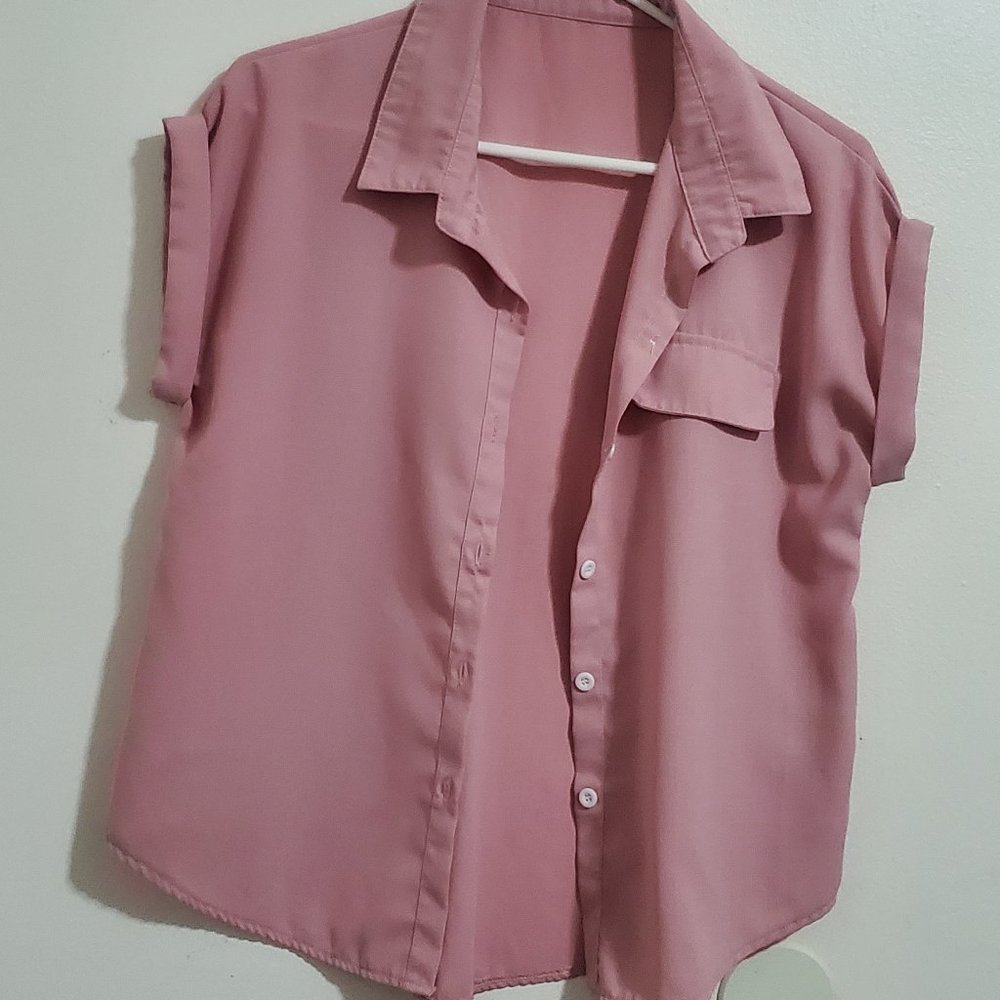 Shein Button Up Mauve Pink Blouse